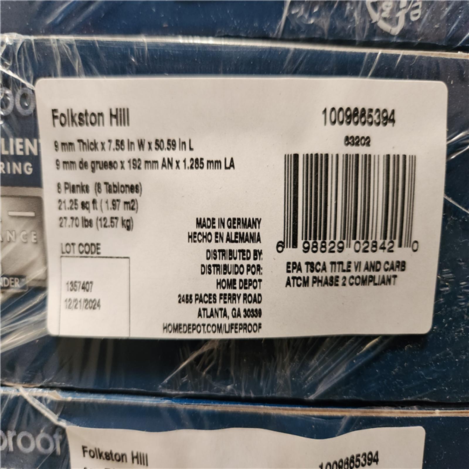 Phoenix AS-IS Lifeproof Folkston Hill 7.6 in. W x 50.6 in. L Waterproof Hybrid Resilient Flooring (445 sqft/21 case)