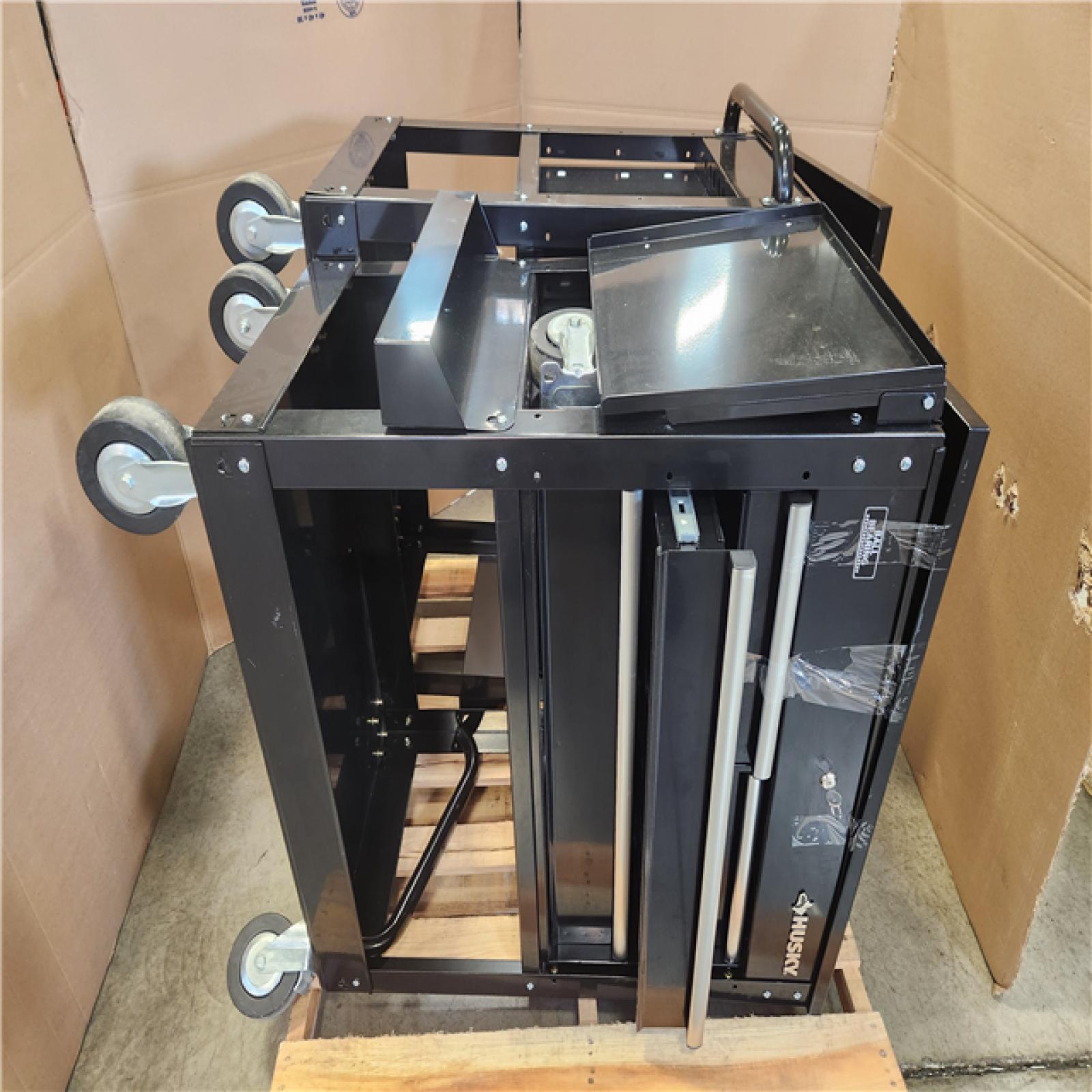 Phoenix AS-IS 2 Husky Tool Storage 33 in. W Mechanics Cart with Extended Side Table and Bottle Tray