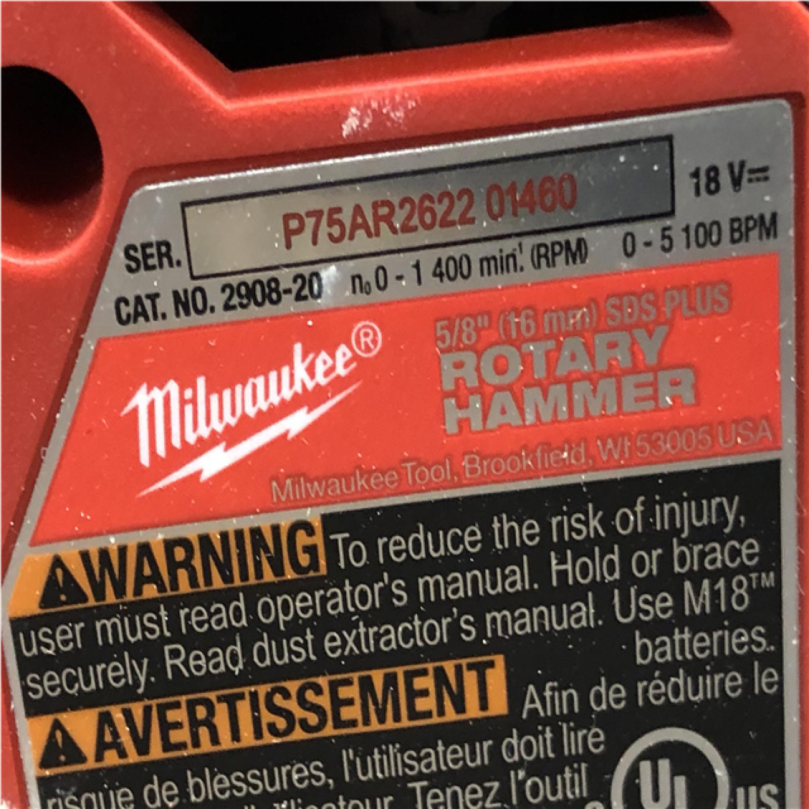AS-IS Milwaukee FUEL 18V Lithium-Ion Brushless Cordless 5/8 in. SDS-Plus Rotary Hammer (Tool-Only)