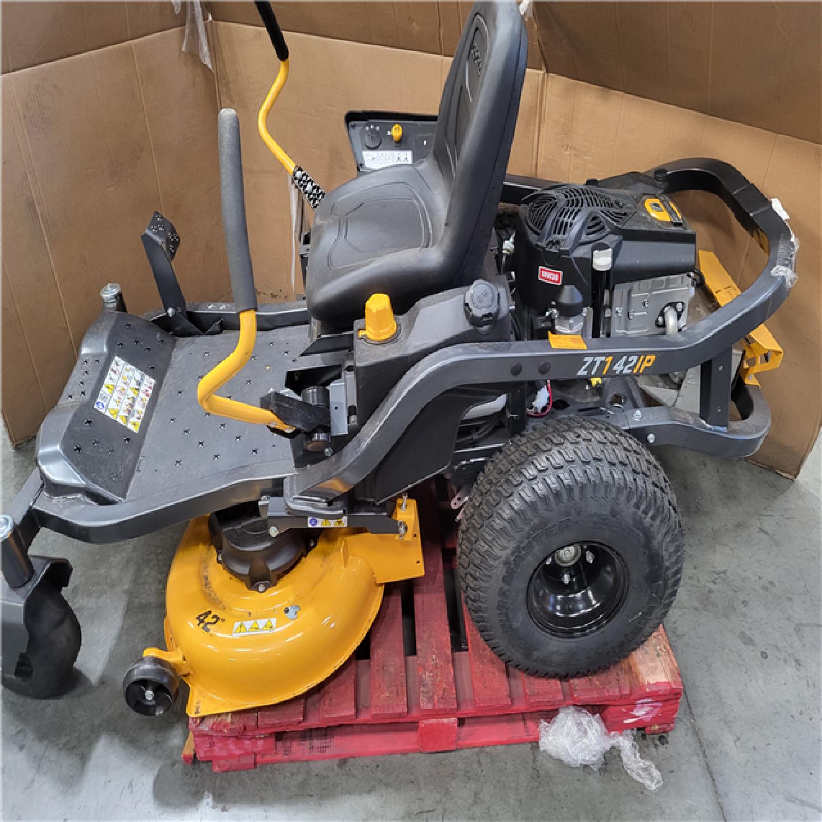 CALIFORNIA AS-IS CUB CADET ULTIMA ZT142 IN. 547CC INTELLI POWER ENGINE DUAL HYDROSTATIC DRIVE GAS ZERO TURN RIDING LAWN MOWER