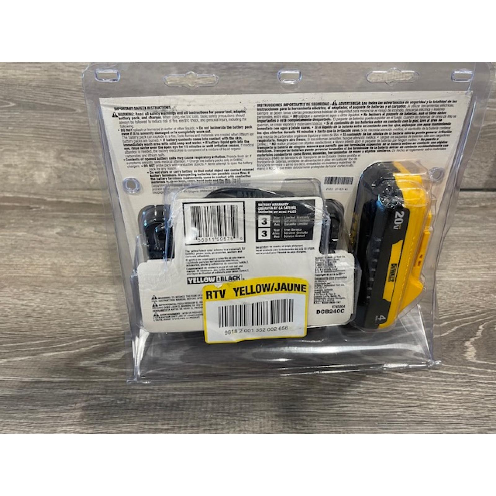 NEW - DEWALT 20-Volt MAX Lithium-Ion 4.0Ah Battery with 12-Volt to 20-Volt MAX Charger