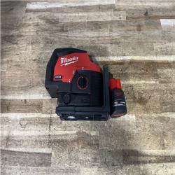 Houston Location AS-IS Milwaukee 12-Volt Lithium-Ion Cordless Green 125 ft. Cross Line and Plumb Points Laser Level (Tool-Only)