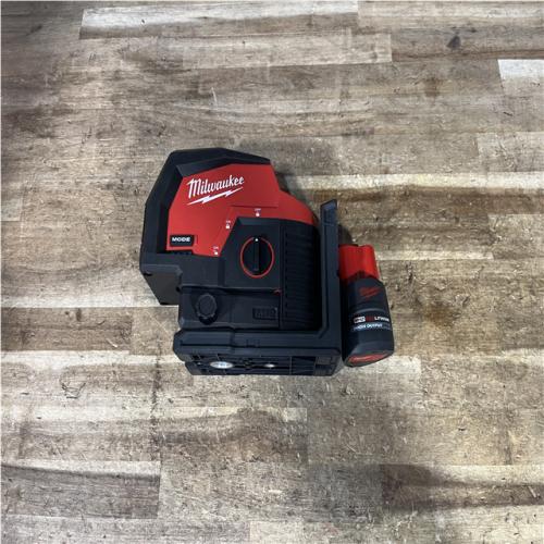 Houston Location AS-IS Milwaukee 12-Volt Lithium-Ion Cordless Green 125 ft. Cross Line and Plumb Points Laser Level (Tool-Only)