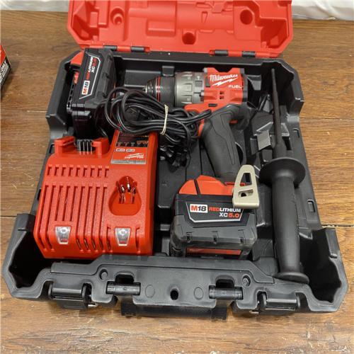 AS-IS Milwaukee 2904-22 Hammer Drill Driver Kit with Batteries  Charger & Tool Case  Red