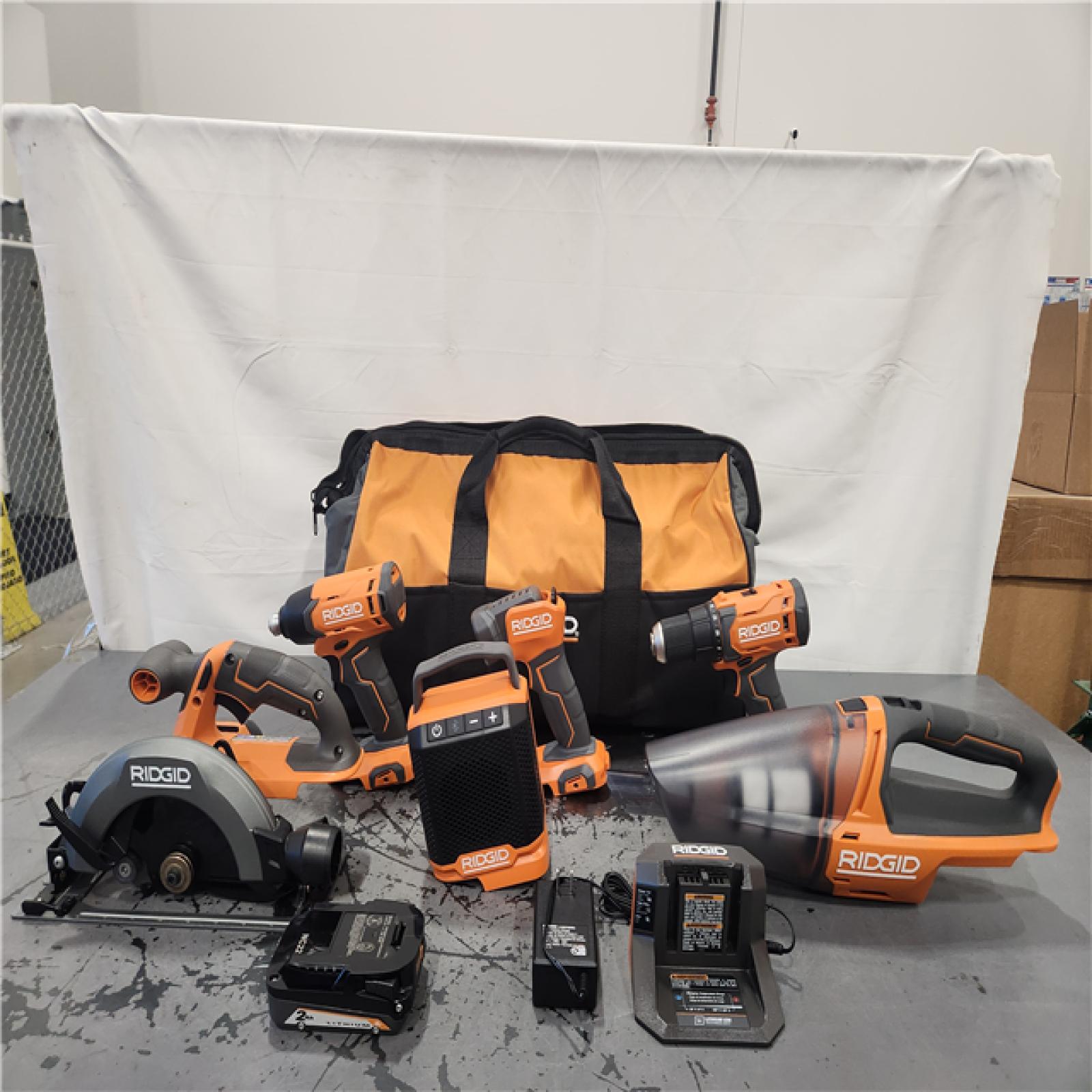 AS-IS- 18V Cordless 6-Tool Combo Kit with 2.0 Ah Battery  Charger  and Tool Bag