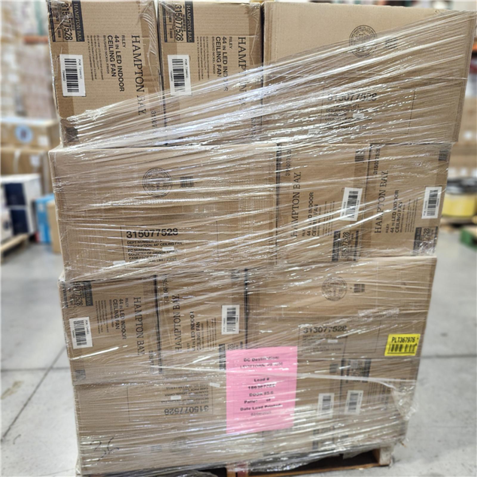 DALLAS LOCATION - Hampton Bay Riley 44 in. LED Brushed Nickel Indoor Ceiling Fan PALLET-(36 UNITS)