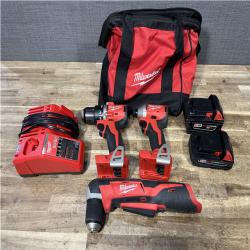 Houston Location AS-IS Milwaukee Hammer Drill Driver and Impact Driver and Right Angle Drill and Batteries QTY/2 with Charger