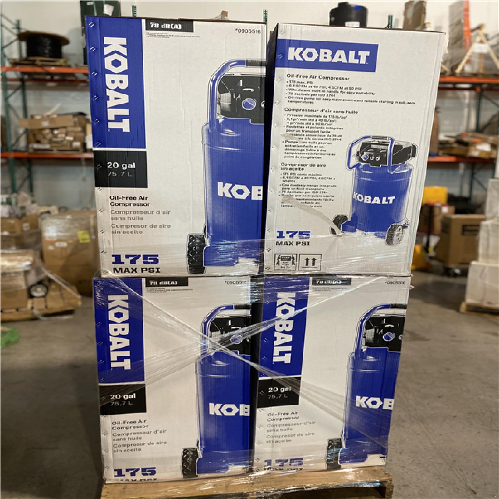 DALLAS LOCATION - Kobalt 20-Gallon Portable Electric 175 PSI Vertical Air Compressor PALLET -(8 UNITS)