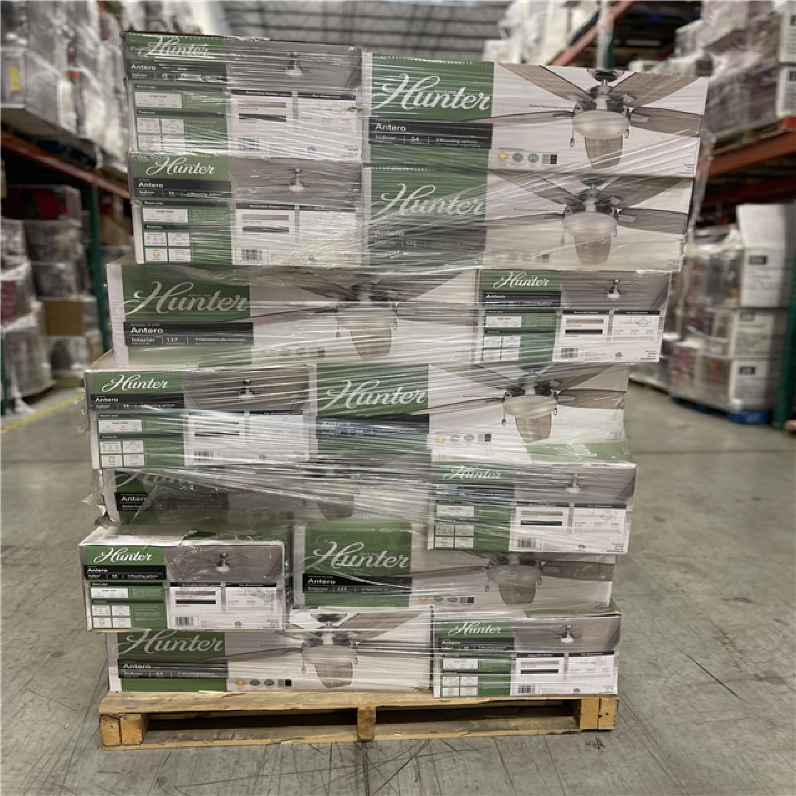 DALLAS LOCATION - Hunter Antero 54 in. LED Indoor Brushed Nickel Ceiling Fan with Light PALLET -(35 UNITS)