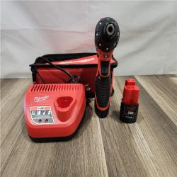 AS-IS Milwaukee M12 12V Lithium-Ion Cordless 1/4 in. Hex Screwdriver Kit with Two 1.5Ah Batteries, Charger and Tool Bag