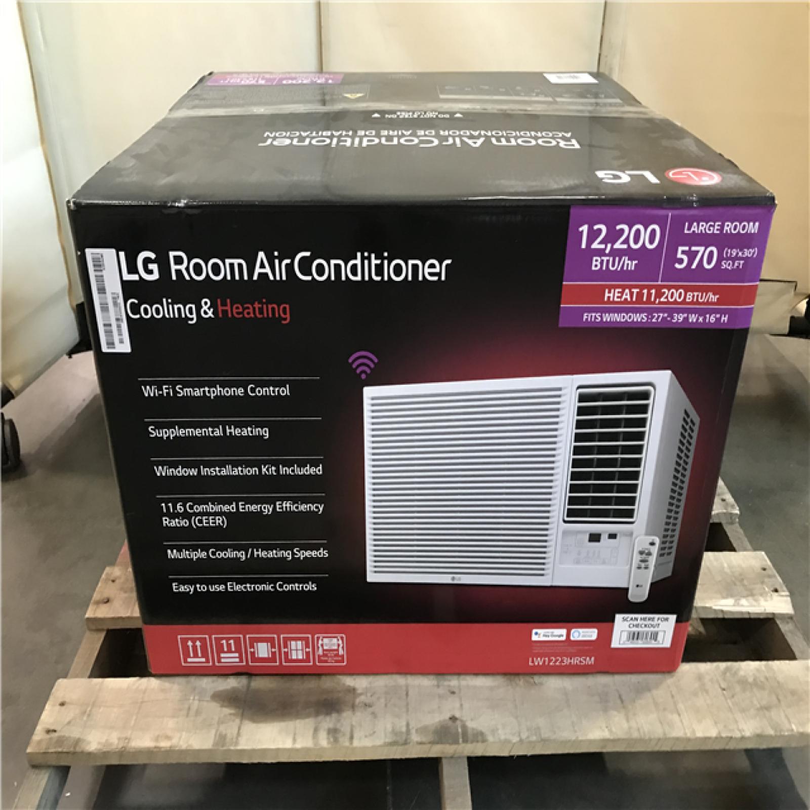 California NEW LG 12,200 BTU 230/208V Window Air Conditioner Cools 570 Sq. Ft. With Heater And WI-FI Enabled