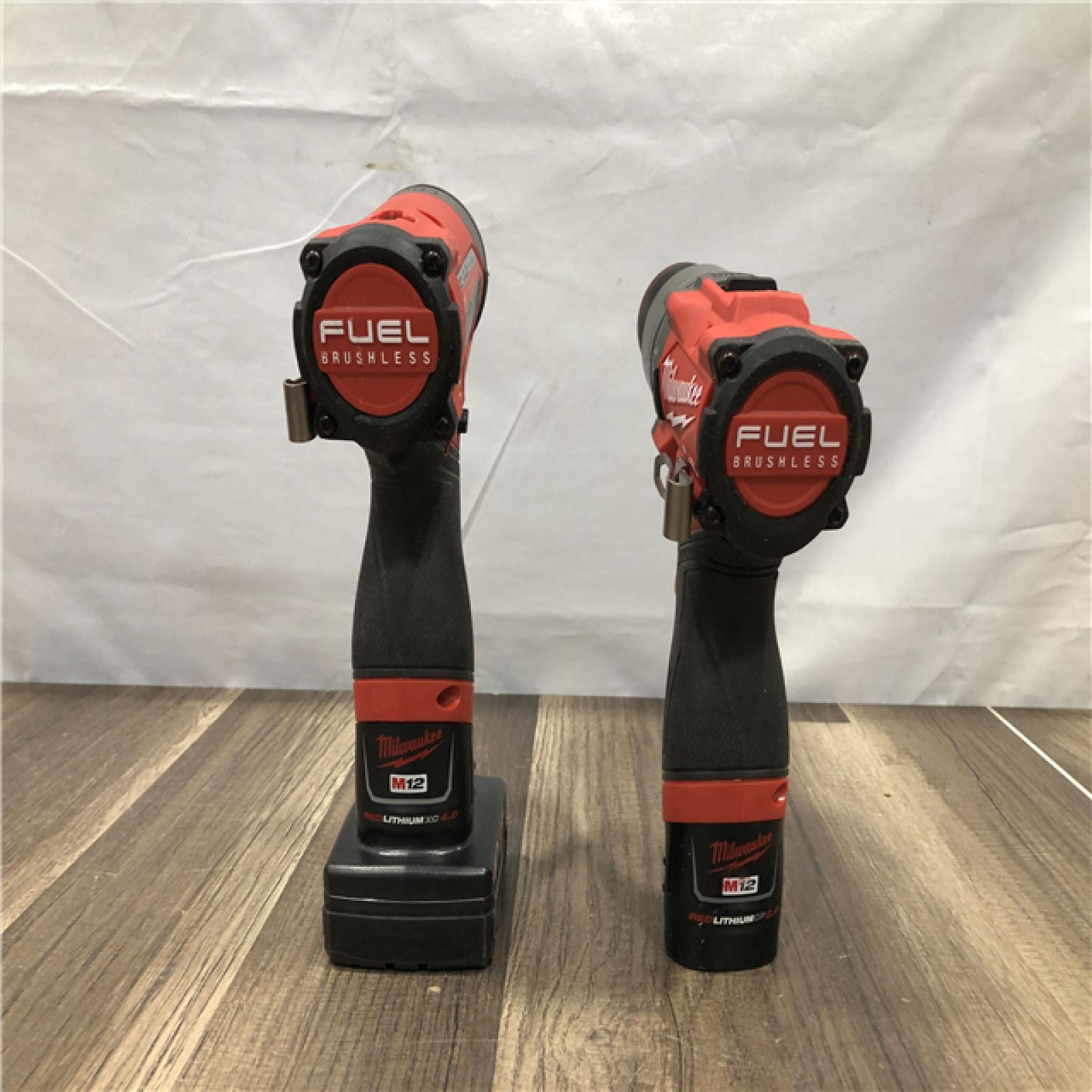 AS-IS Milwaukee FUEL 12-Volt Lithium-Ion Brushless Cordless Hammer Drill and Impact Driver Combo Kit