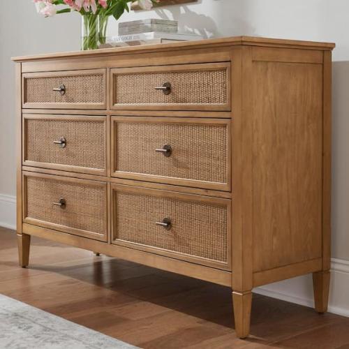 Phoenix NEW Home Decorators Collection Marsden Patina Wood Finish 6-Drawer Cane Dresser (54 in W. X 36 in H.)