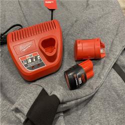 AS-IS Milwaukee Men's 2X-Large 12-Volt Lithium-Ion Cordless Gray Heated Jacket Hoodie Kit