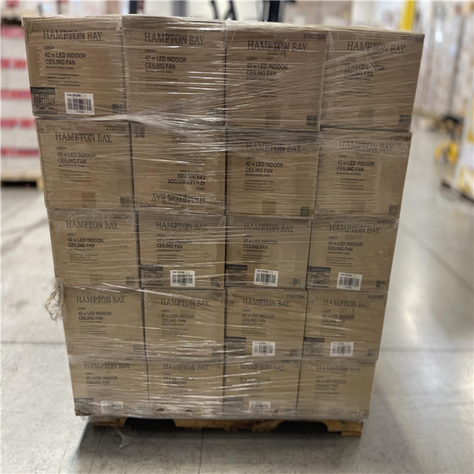 DALLAS LOCATION - Hampton Bay Leroy 42 LED Brushed Nickel Ceiling Fan With Light PALLET-(40 UNITS)