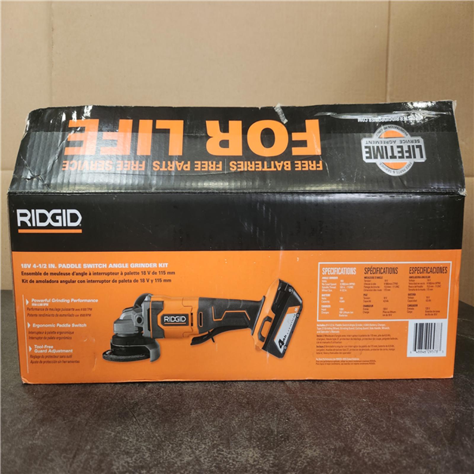 Phoenix LIKE NEW RIDGID 18V Cordless 4-1/2 in. Angle Grinder Kit with 4.0 Ah Battery and Charger