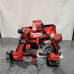 AS-IS- M18 18-Volt Lithium-Ion Brushless Cordless Combo Kit (4-Tool) with 2-Batteries  1-Charger and Tool Bag