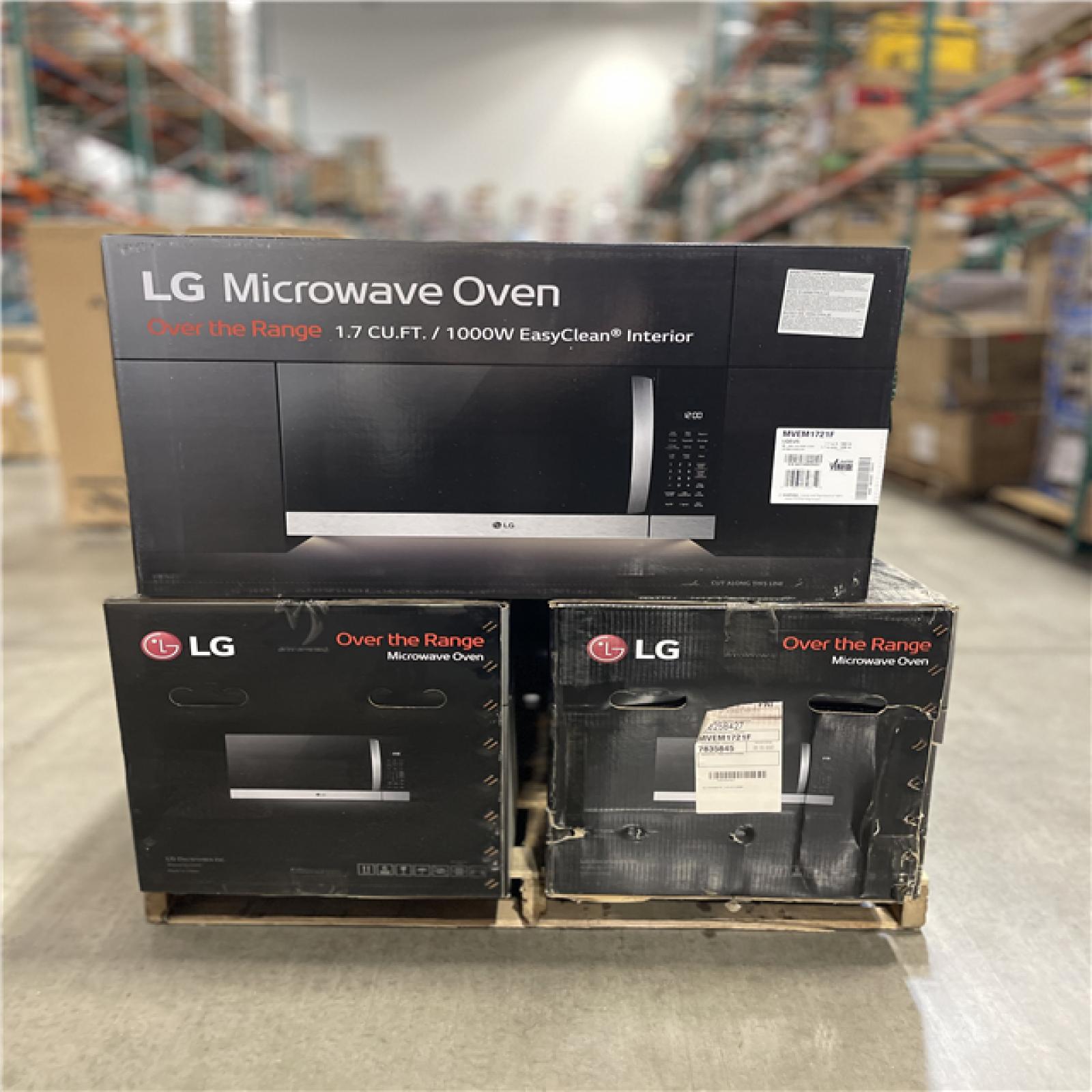 DALLAS LOCATION- NEW!- LG 1.7 cu. ft. 30 in. Width Over-the-Range Microwave with EasyClean in Stainless Steel (6 UNITS)