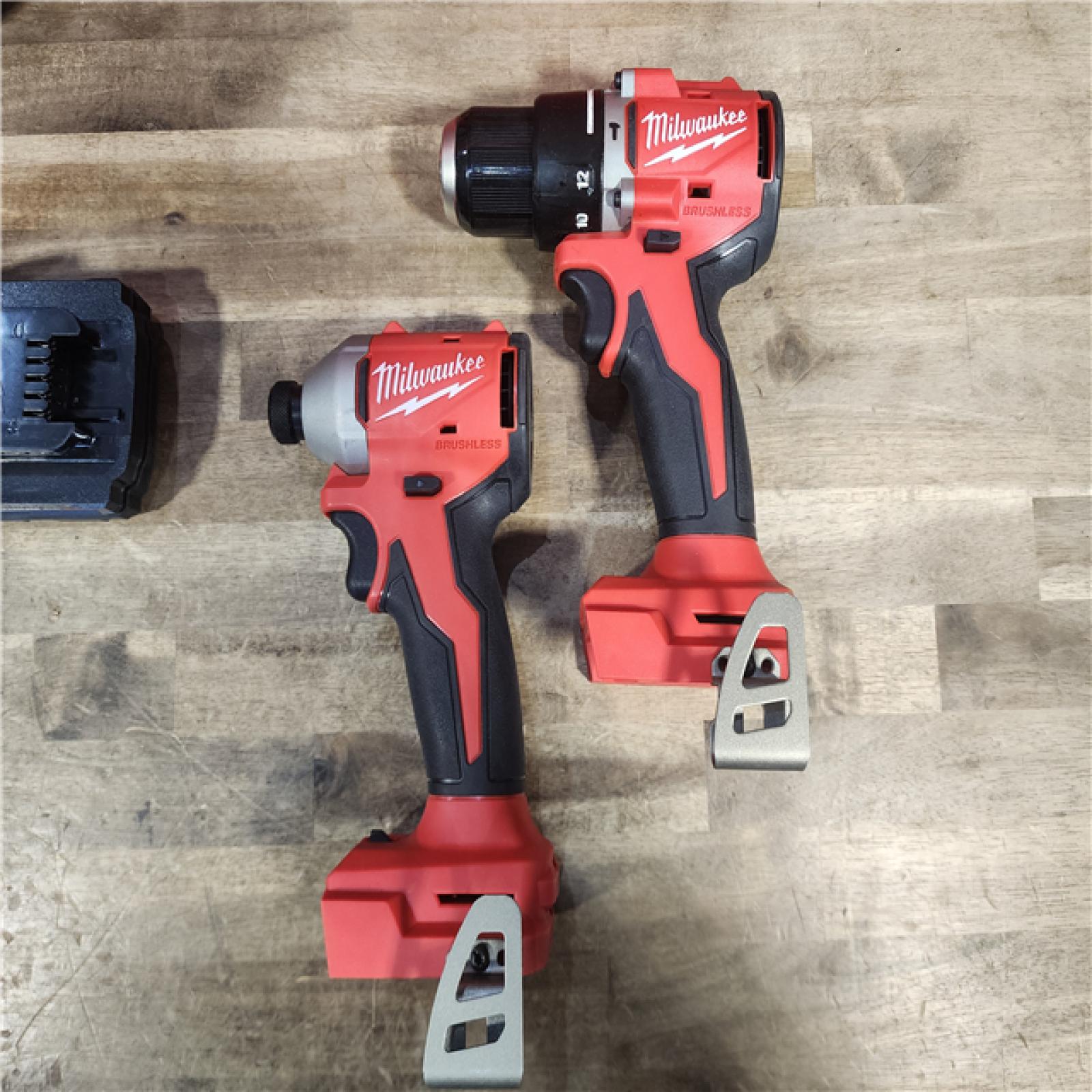 HOUSTON LOCATION - AS-IS M18 18-Volt Lithium-Ion Brushless Cordless Compact Hammer Drill/Impact Combo Kit (2-Tool) with (2) Batteries, Bag