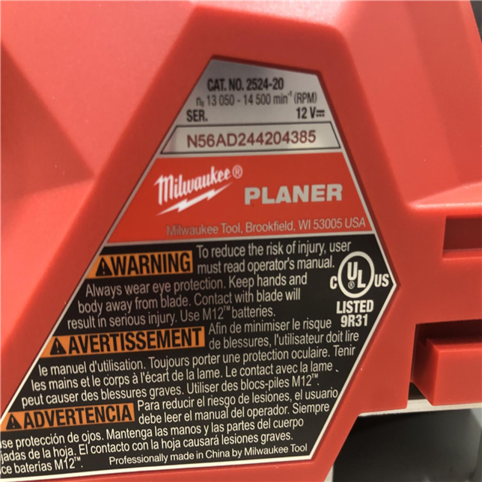 AS-IS Milwaukee M12 Brushless 2-inch Planer  Tool Only