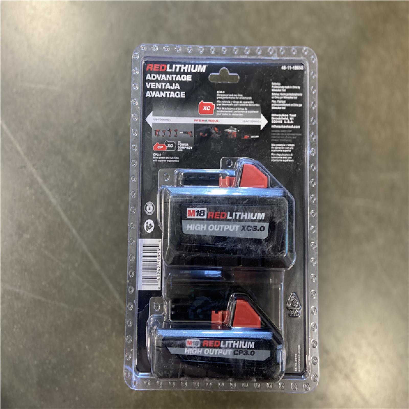 NEW! - Milwaukee M18 REDLITHIUM High Output XC6.0 Battery & CP3.0 Battery 2pk