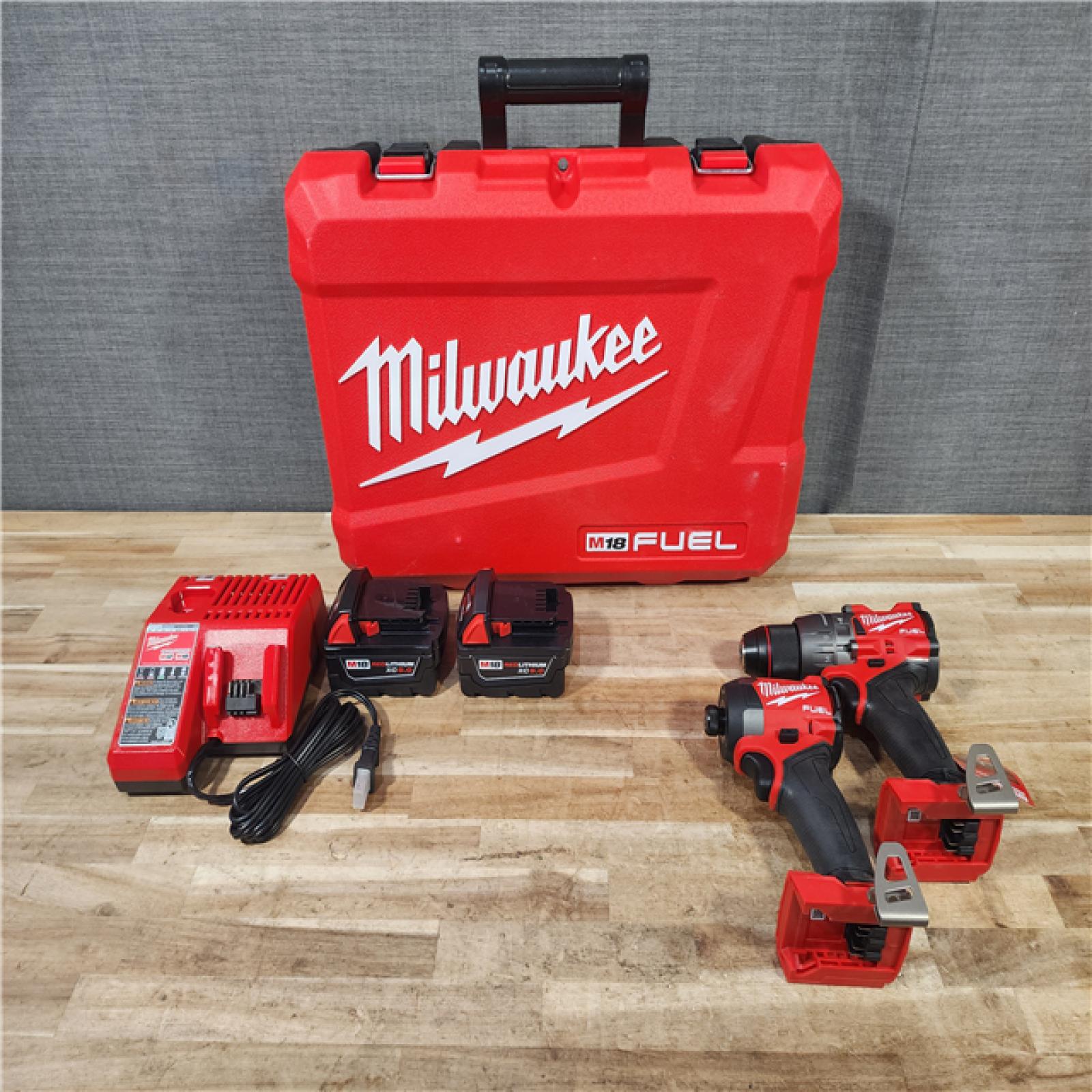 HOUSTON LOCATION - AS-IS (APPEARS LIKE NEW) Milwaukee FUEL 18V Lithium-Ion Brushless Cordless Hammer Drill and Impact Driver Combo Kit