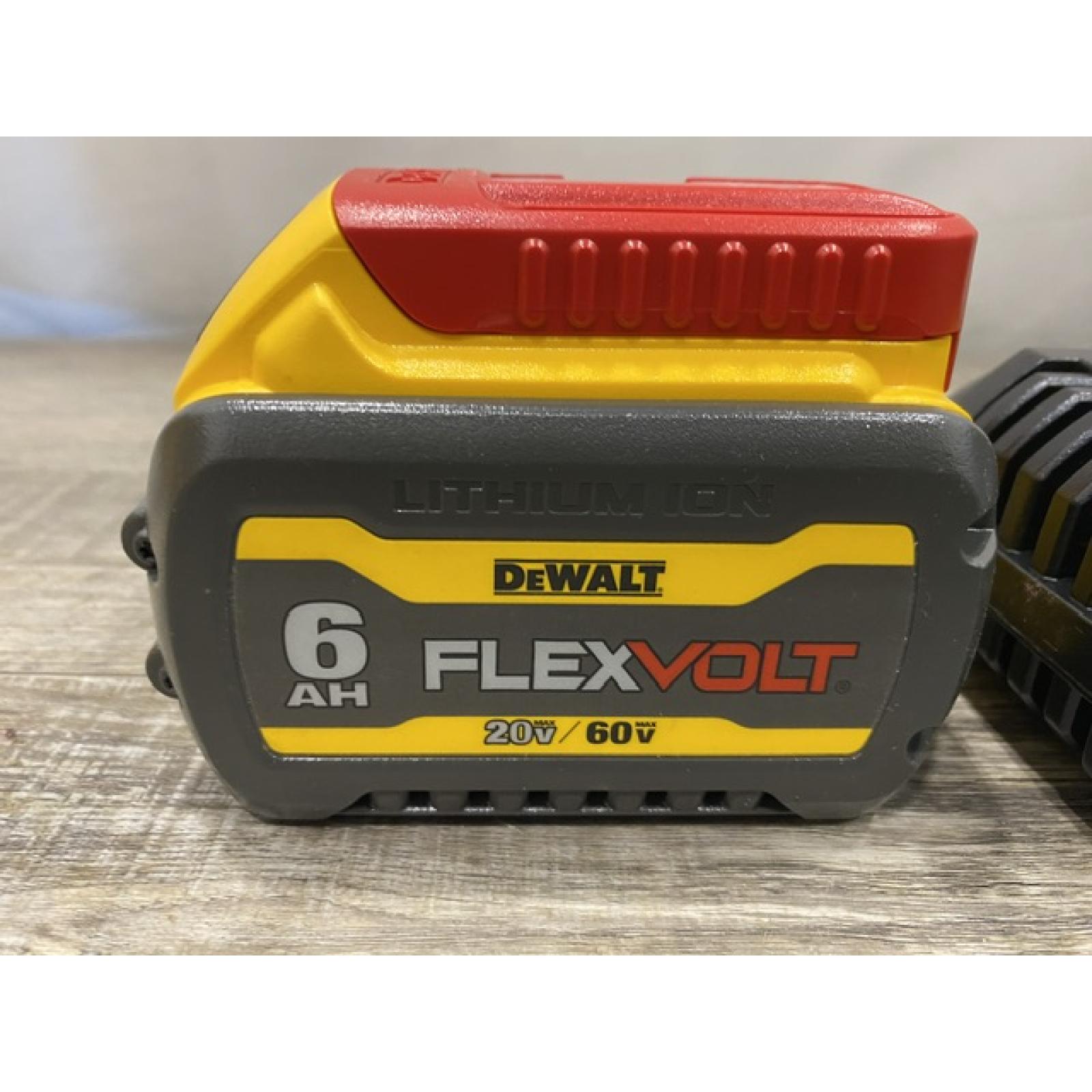 AS-IS DEWALT FLEXVOLT 20V/60V MAX Lithium-Ion 6.0Ah Battery Pack with 6 Amp Output Charger