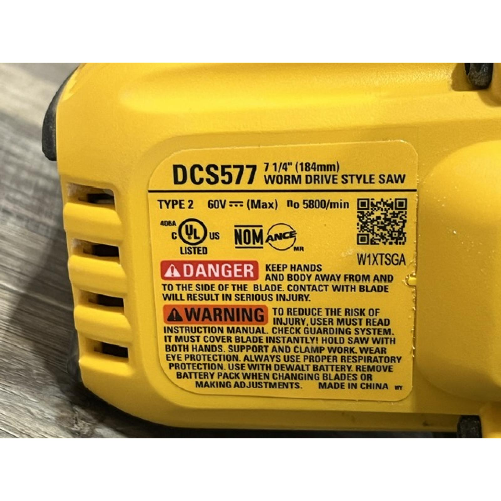 AS-IS DEWALT FLEXVOLT 60V MAX Cordless Brushless 7-1/4 in. Wormdrive Style Circular Saw (Tool Only)