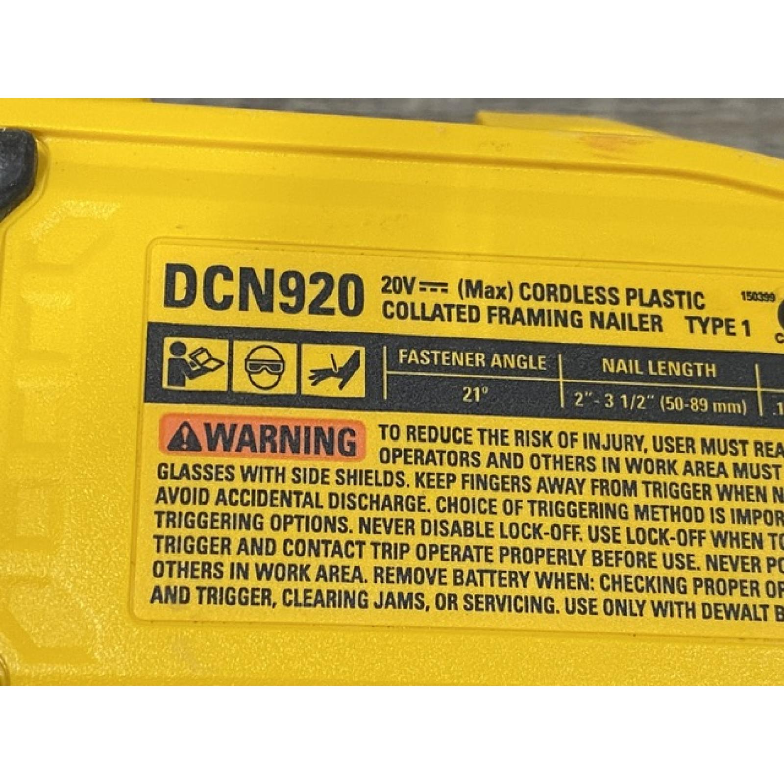 AS-IS DEWALT 20-Volt 21° Cordless Framing Nailer (Tool-Only)