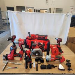 AS-IS- Milwaukee M18 18-Volt Lithium-Ion Cordless 9-Tool Combo Kit with 2-Batteries  Charger and Tool Bag