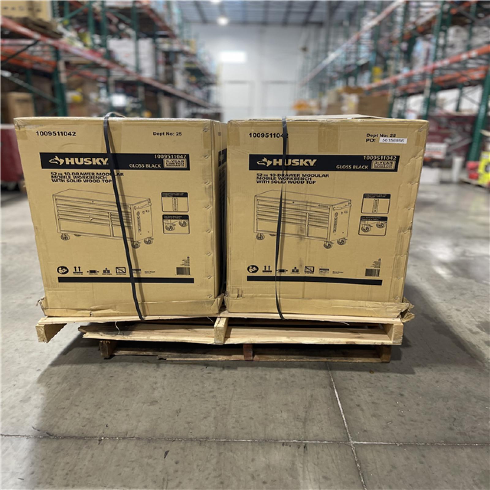 DALLAS LOCATION- AS-IS Husky Modular Tool Storage 52 in. W x 20 in. D Standard Duty Black Mobile Workbench Cabinet (2 UNITS)