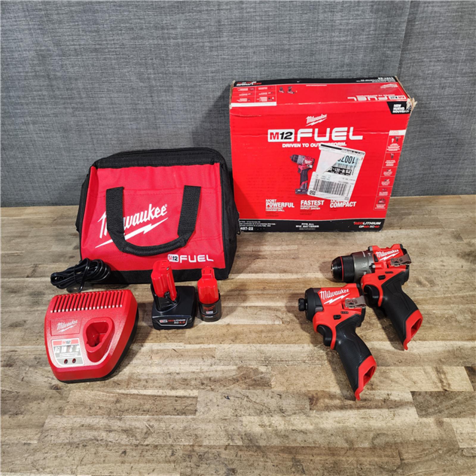 HOUSTON LOCATION - AS-IS (APPEARS LIKE NEW) Milwaukee FUEL 12-Volt Lithium-Ion Brushless Cordless Hammer Drill and Impact Driver Combo Kit