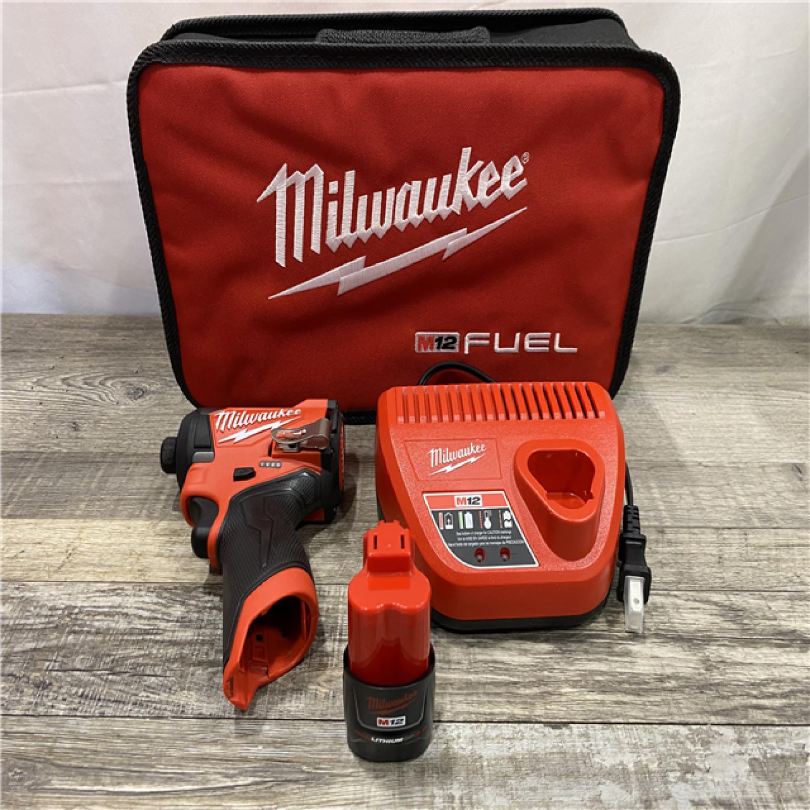 AS-IS Milwaukee FUEL 12-Volt Lithium-Ion Brushless Cordless 1/4 in. Hex Impact Driver Compact Kit