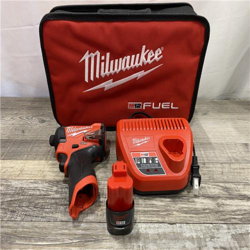 AS-IS Milwaukee FUEL 12-Volt Lithium-Ion Brushless Cordless 1/4 in. Hex Impact Driver Compact Kit