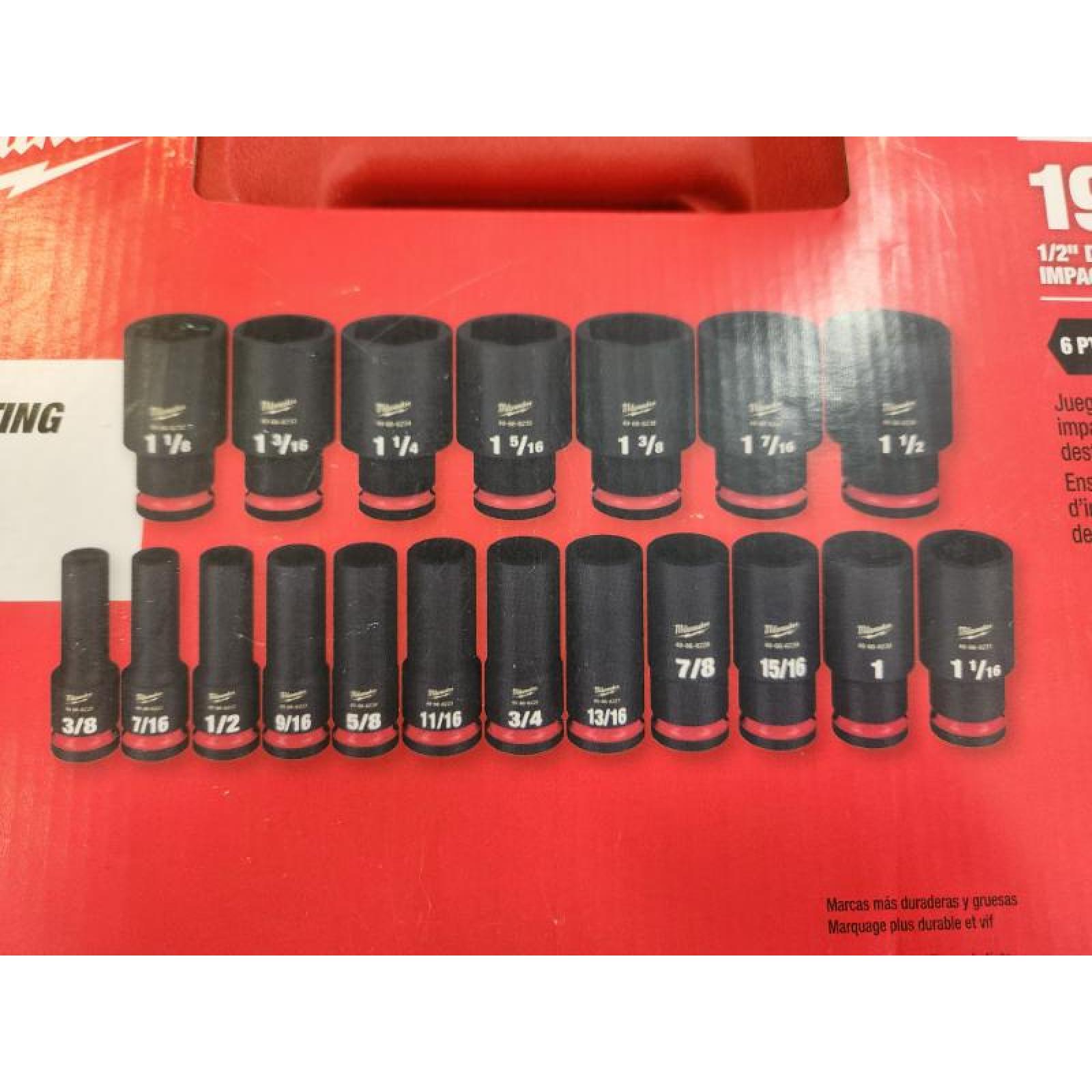Phoenix NEW Milwaukee SHOCKWAVE 1/2 in. Drive SAE 6 Point Impact Socket Set (19-Piece) (SEALED)