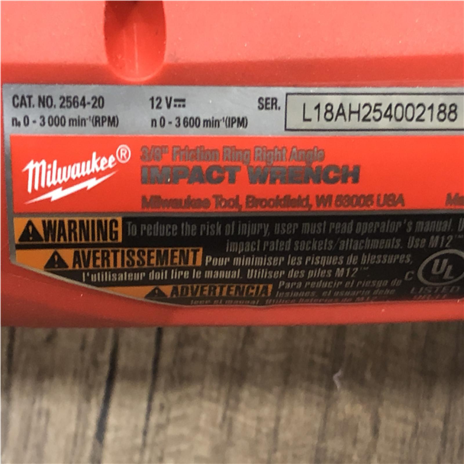 AS-IS Milwaukee  FUEL 12V Lithium-Ion Brushless Cordless 3/8 in. Right Angle Impact Wrench (Tool-Only)