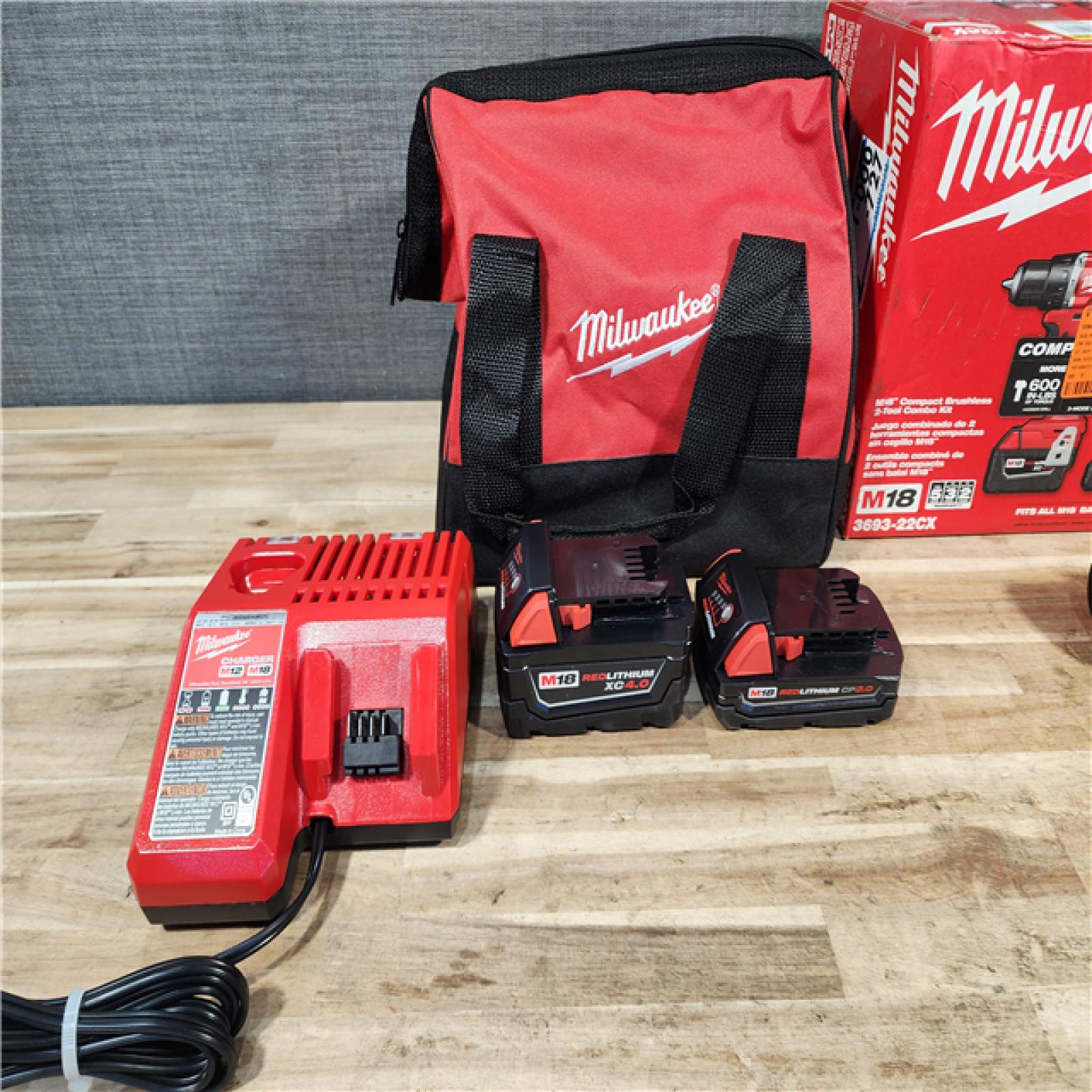 HOUSTON LOCATION - AS-IS Milwaukee 18-Volt Lithium-Ion Brushless Cordless Compact Hammer Drill/Impact Combo Kit