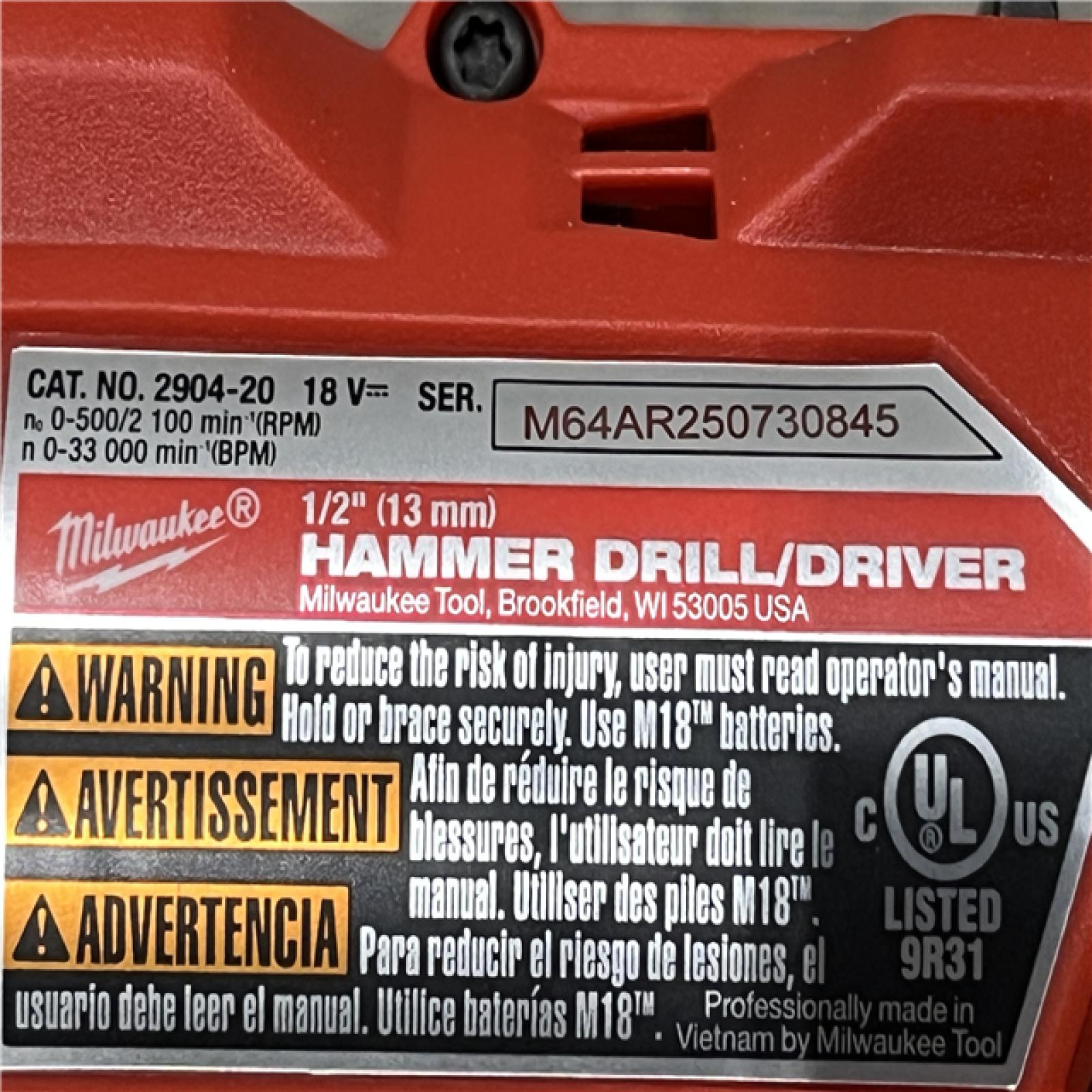 AS-IS Milwaukee FUEL 18V Lithium-Ion Brushless Cordless 1/2 in. Hammer Drill/Driver (Tool-Only)