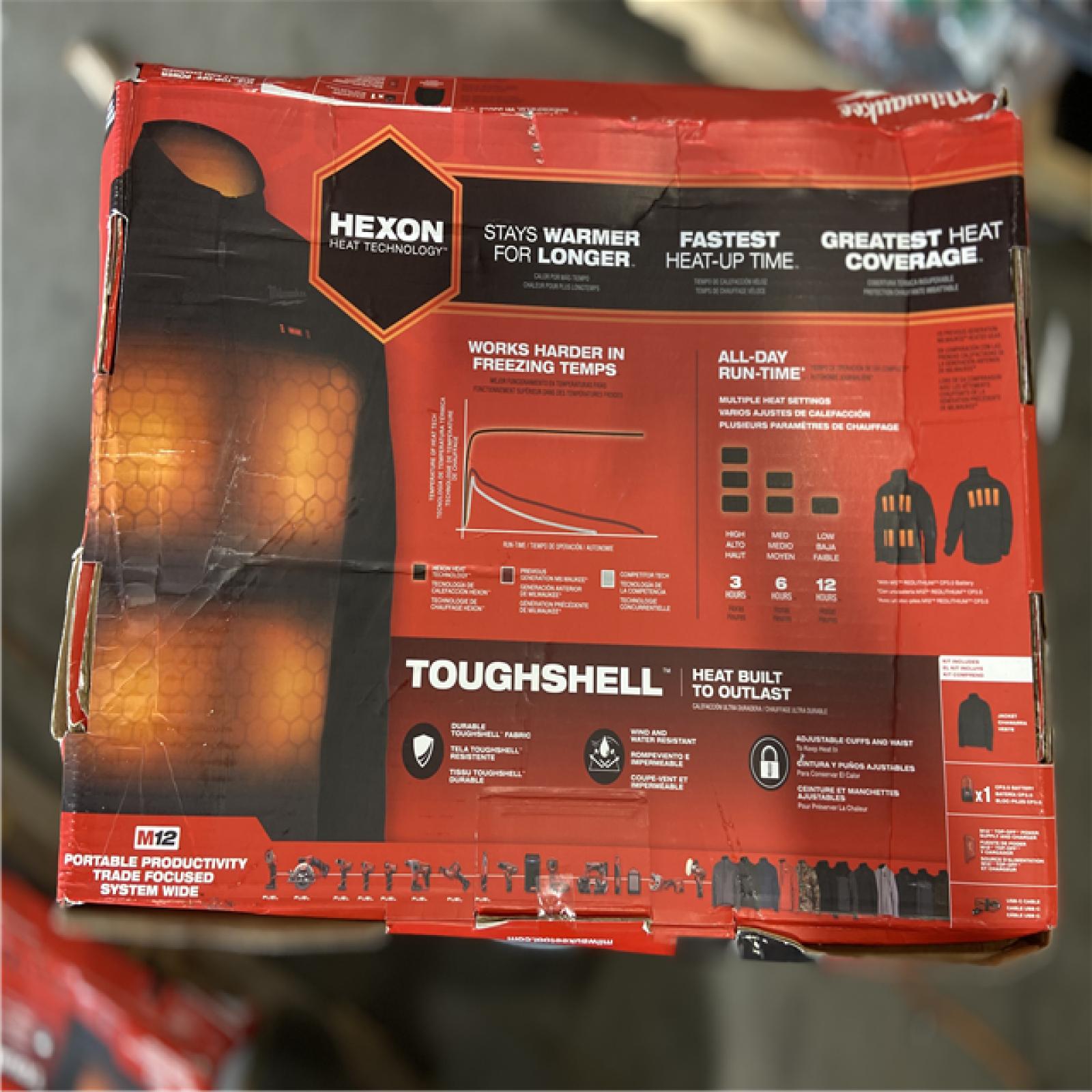 LIKE NEW! - Milwaukee Men's Large M12 12-Volt Lithium-Ion Cordless Tough Shell Black Heated Jacket with (1) 3.0 Ah Battery and Charger