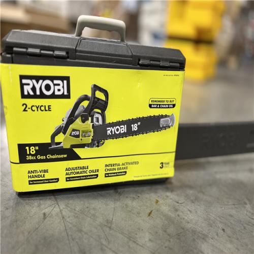 NEW! - RYOBI 18 in. 38cc 2-Cycle Gas Chainsaw with Heavy-Duty Case