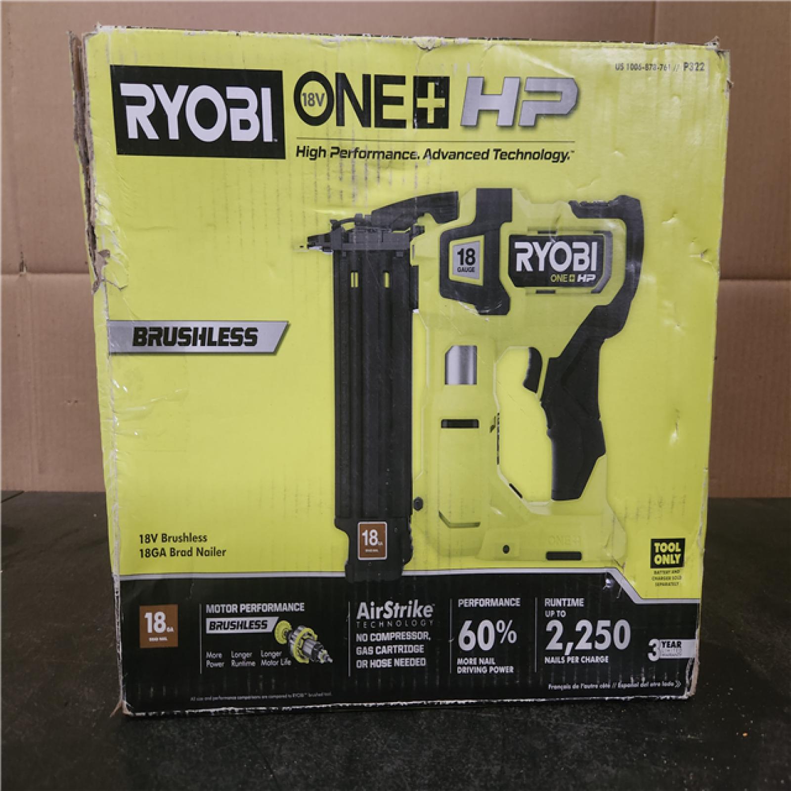 Phoenix LIKE NEW RYOBI ONE+ HP 18V 18-Gauge Brushless Cordless AirStrike Brad Nailer (Tool Only)