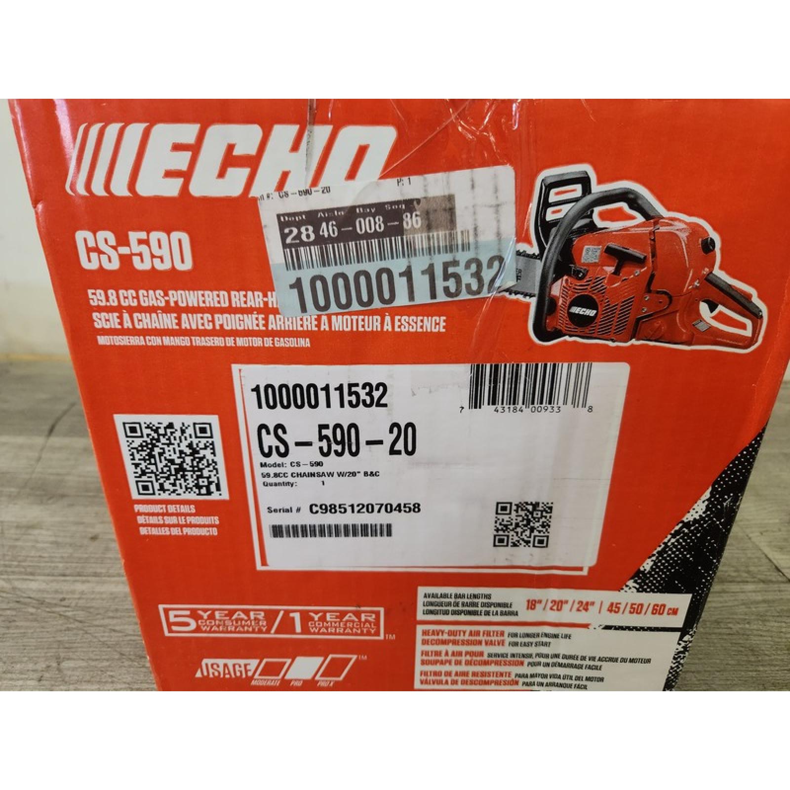 Phoenix AS-IS ECHO 20 in. 59.8 cc Gas 2-Stroke Rear Handle Timber Wolf Chainsaw