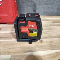 HOUSTON LOCATION - AS-IS Milwaukee Green 100 ft. Cross Line and Plumb Points Rechargeable Laser Level Kit