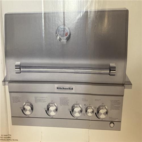 DALLAS LOCATION - KitchenAid 4-Burner Built-in Propane Gas Island Grill Head in Stainless Steel with Rotisserie Burner