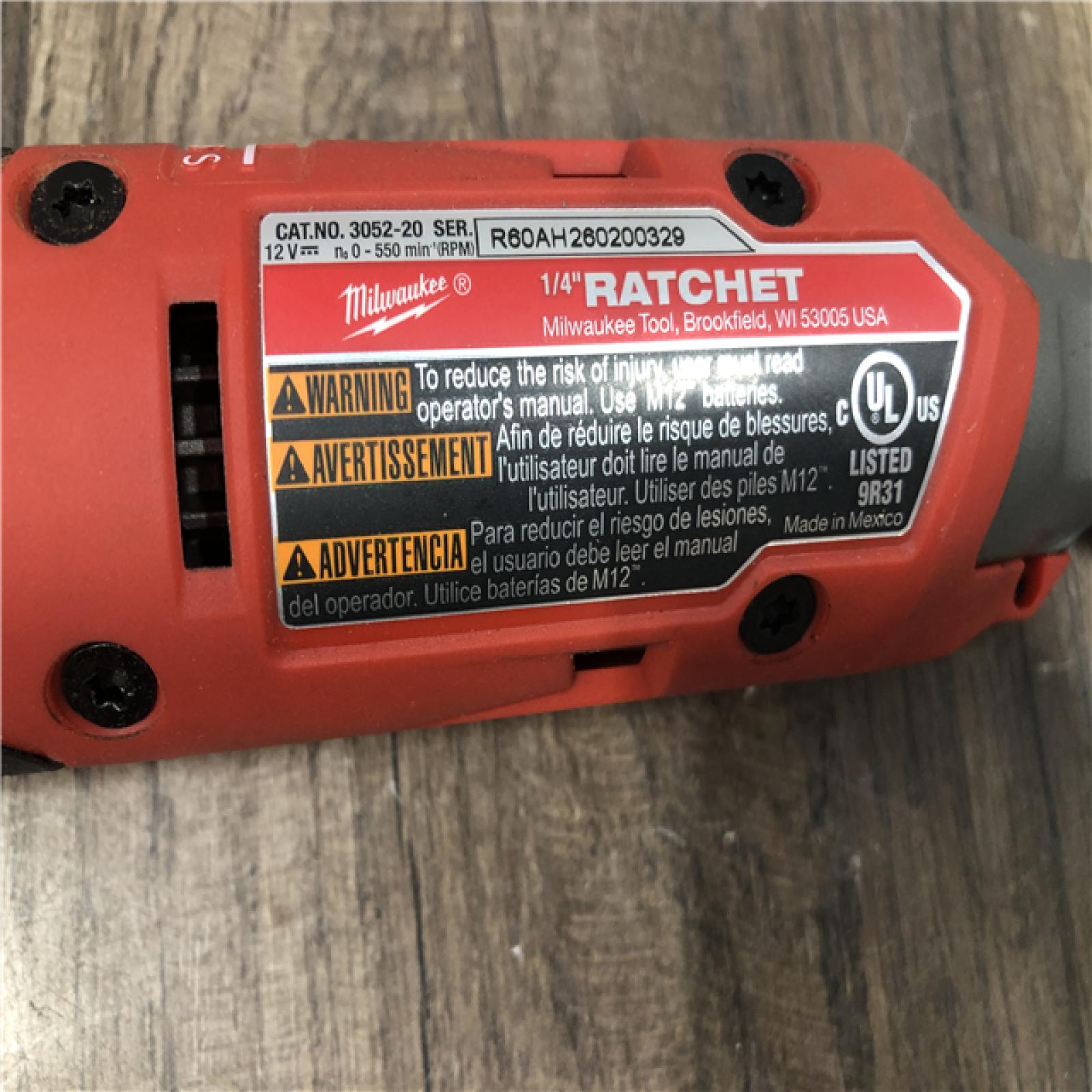 AS-IS Milwaukee FUEL 12V Lithium-Ion Compact 1/4 in. Cordless Ratchet (Tool-Only)