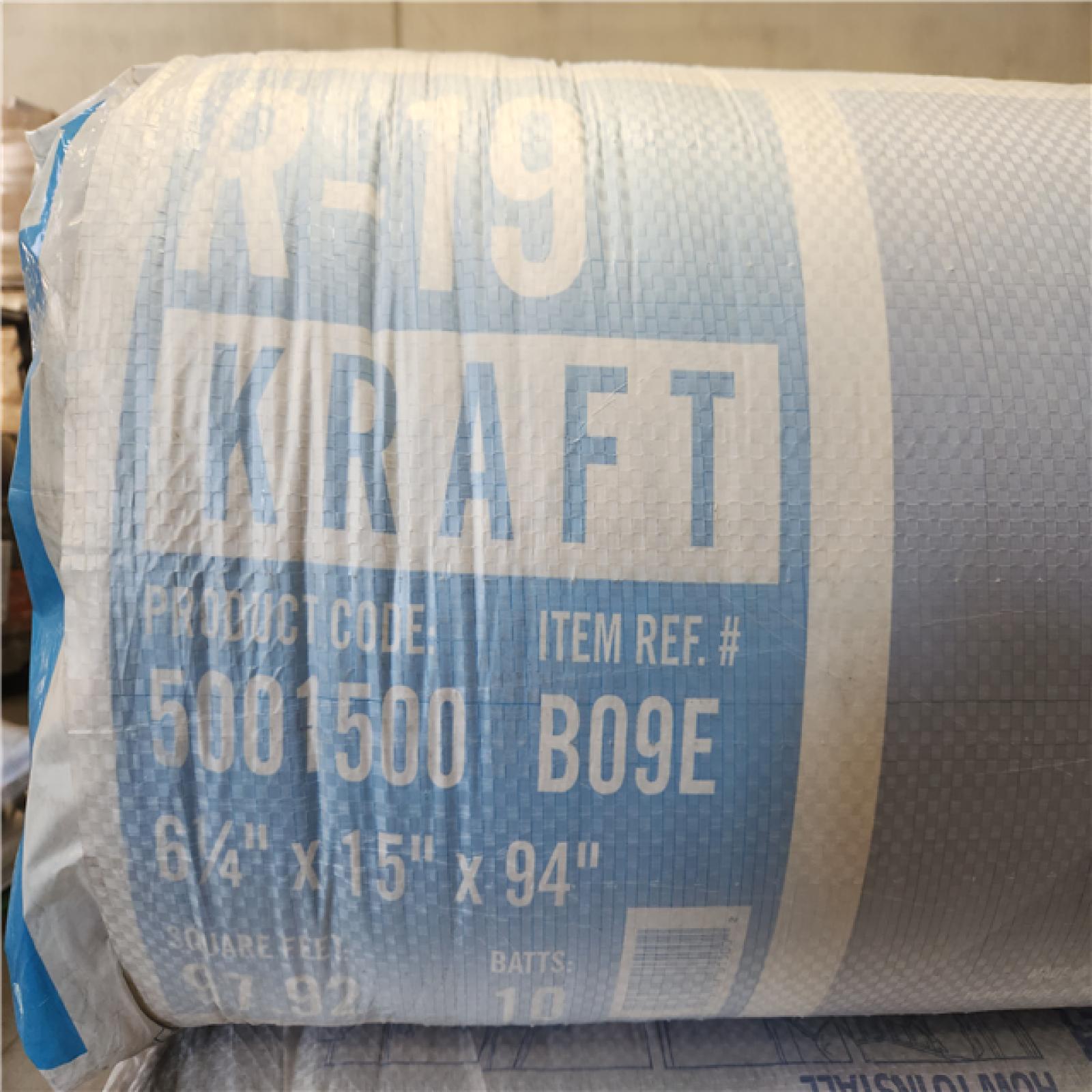 Phoenix NEW Knauf Insulation R19 Kraft Faced 15 in. x 94 in. Precut Fiberglass Insulation Batts  Floor  2x6 Wall - Sound-Reducing  USA Made (12-Bags)