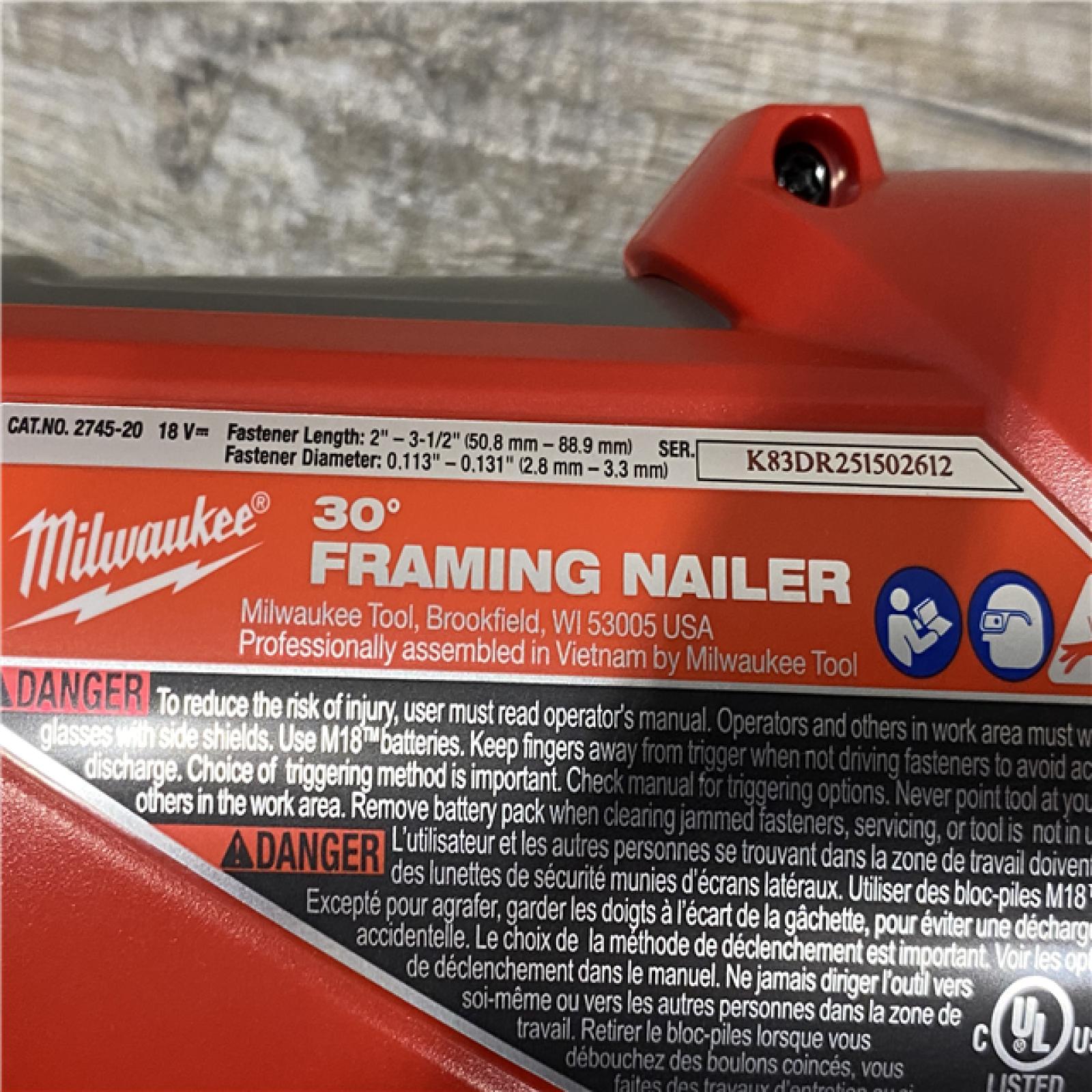 AS-IS Milwaukee FUEL 3-1/2 in. 18-Volt 30-Degree Lithium-Ion Brushless Cordless Framing Nailer (Tool-Only)