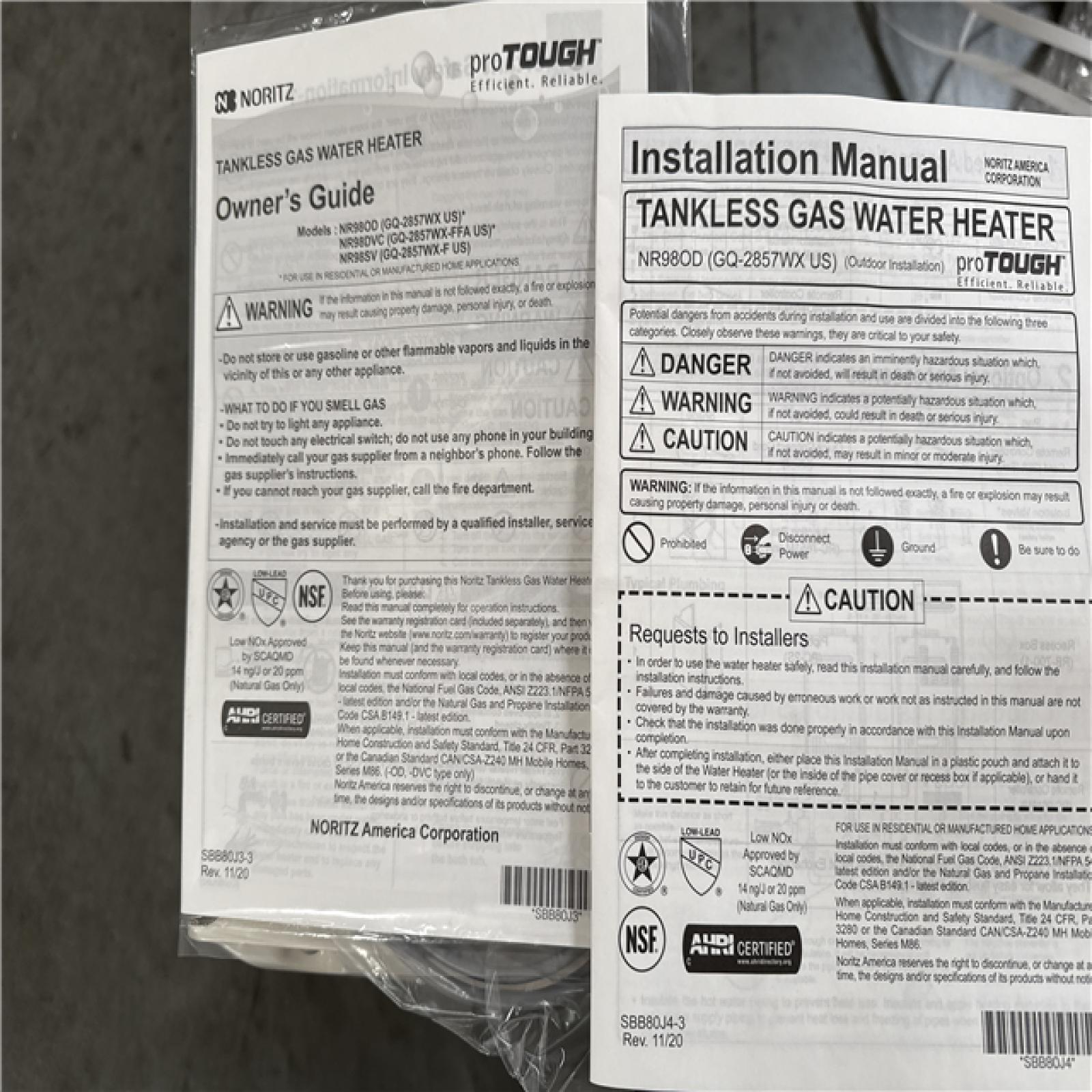 California NEW Noritz Tankless Gas Water Heater