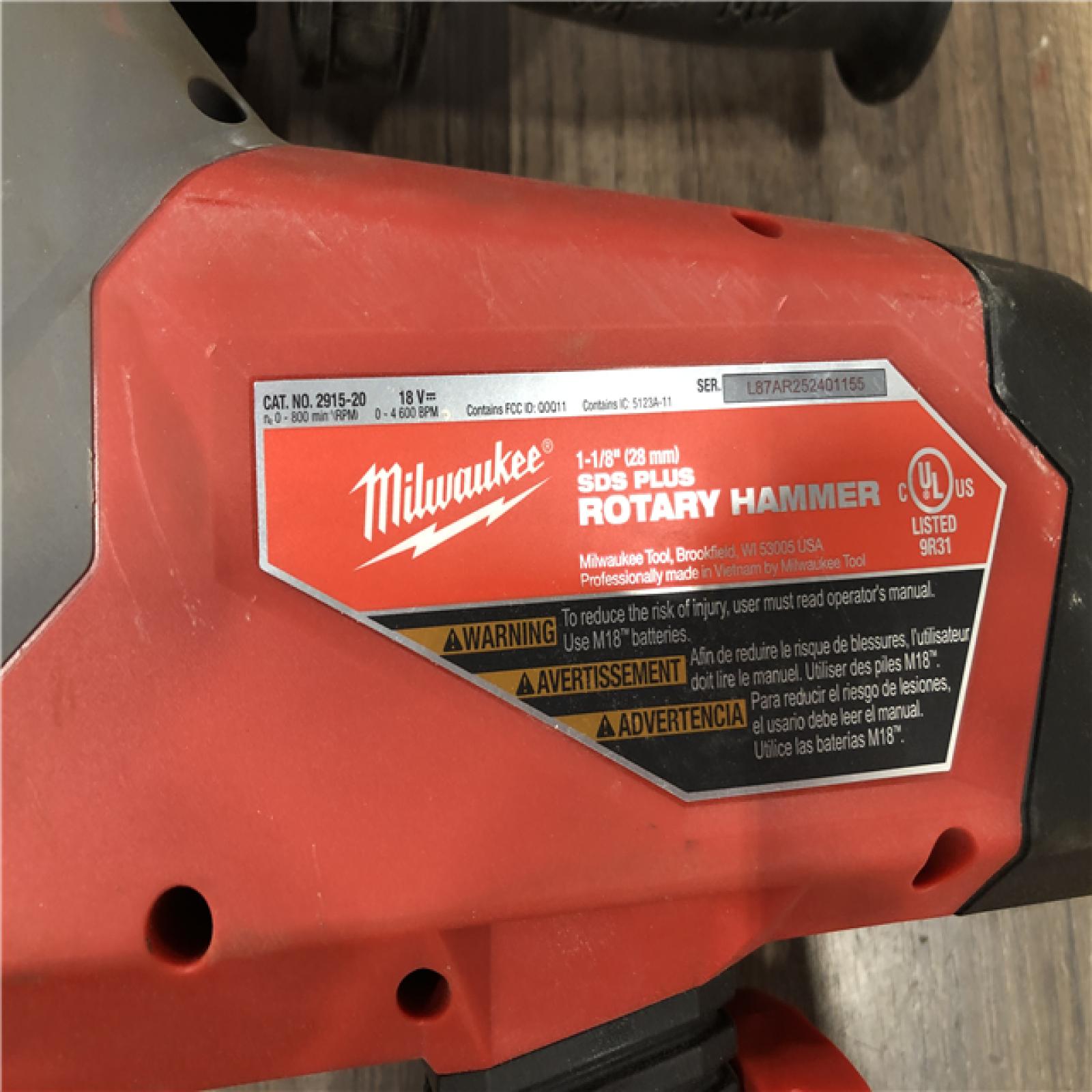 AS-IS Milwaukee  FUEL 18V Lithium-Ion Brushless Cordless SDS-Plus 1-1/8 in. Rotary Hammer Drill (Tool-Only)