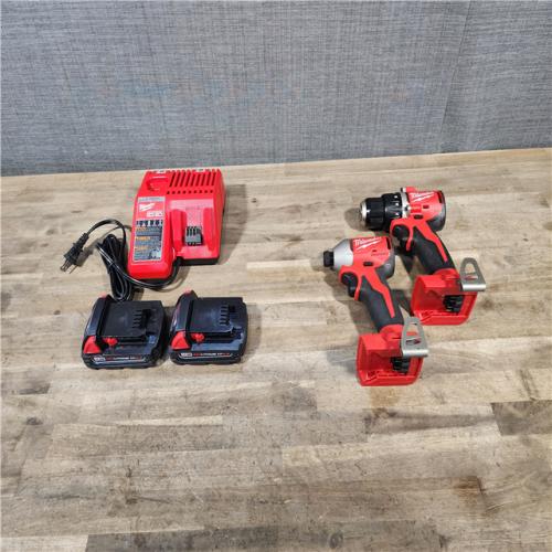 HOUSTON LOCATION - AS-IS Milwaukee M18 18V Lithium-Ion Brushless Cordless Compact Drill/Impact Combo Kit (2-Tool) W/(2) 2.0 Ah Batteries  Charger & Bag